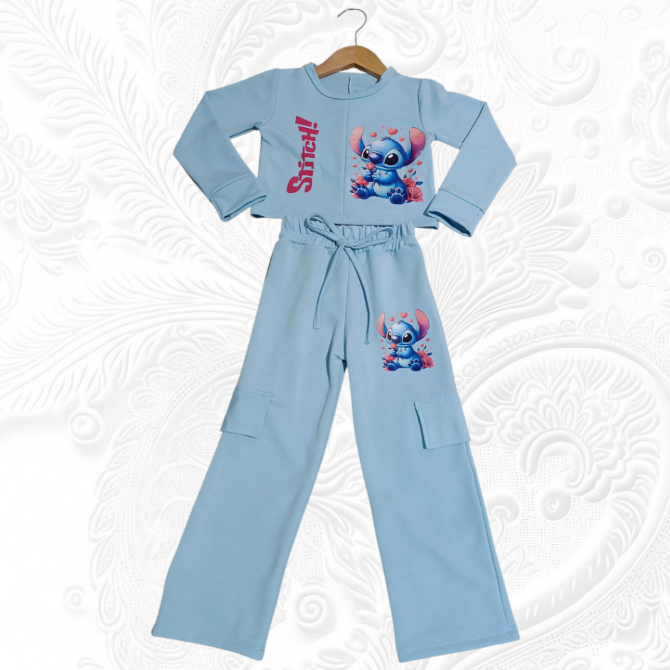 Conjunto Moletom  Infantil JUVENIL minina  Lilo Stitch  Blusa + Calça Envio Emediato