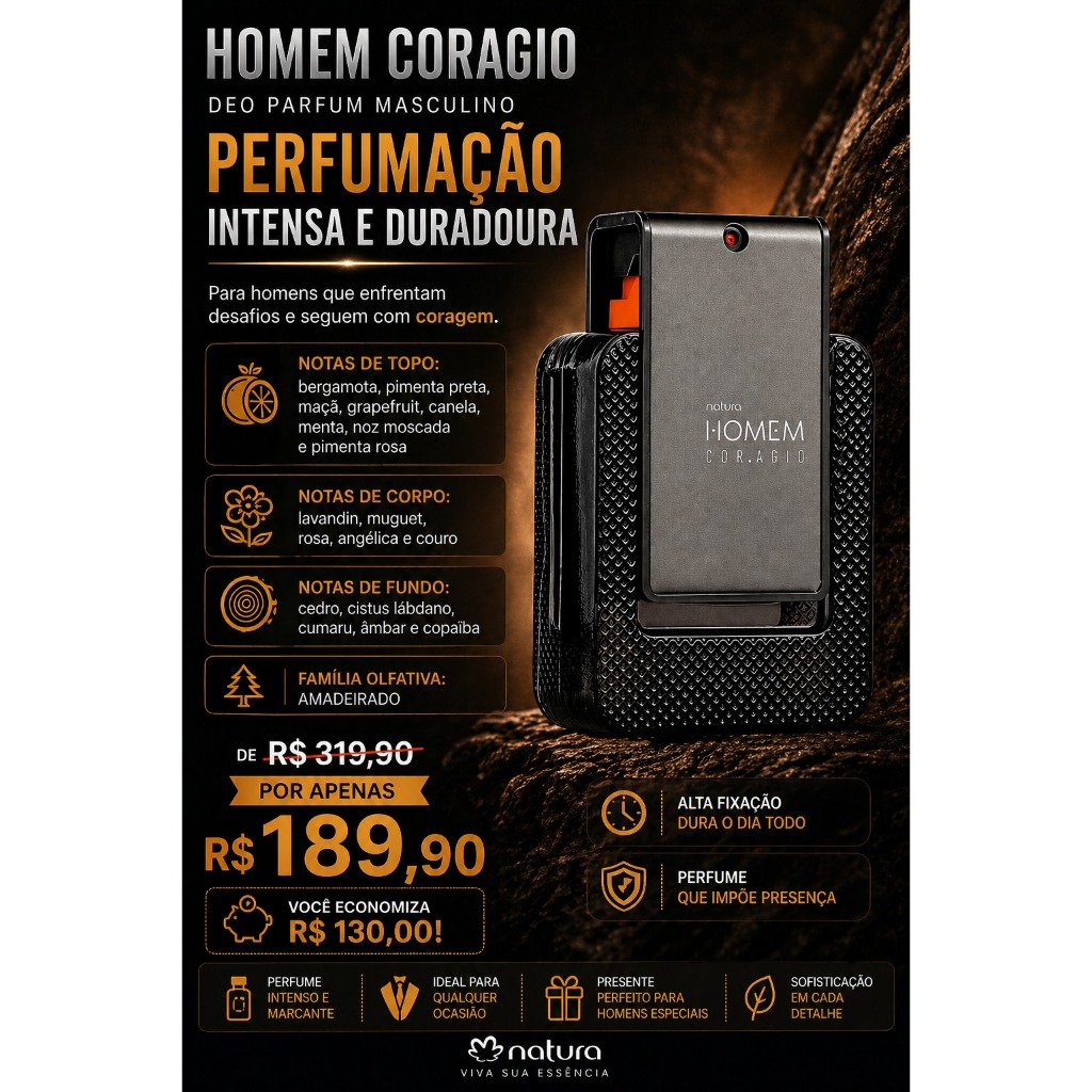 Natura Homem Coragio Deo Parfum Masculino 100ml