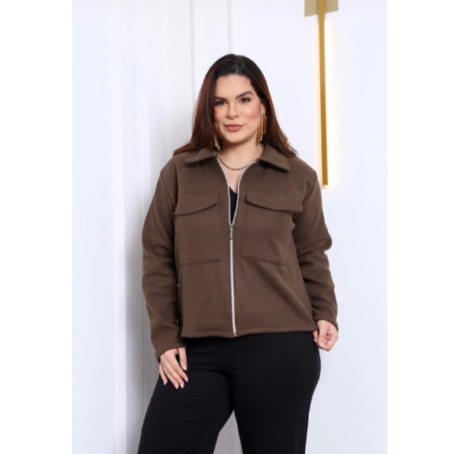 Blusa Casaco Feminino Jaqueta Lã Batida Plus Size￼