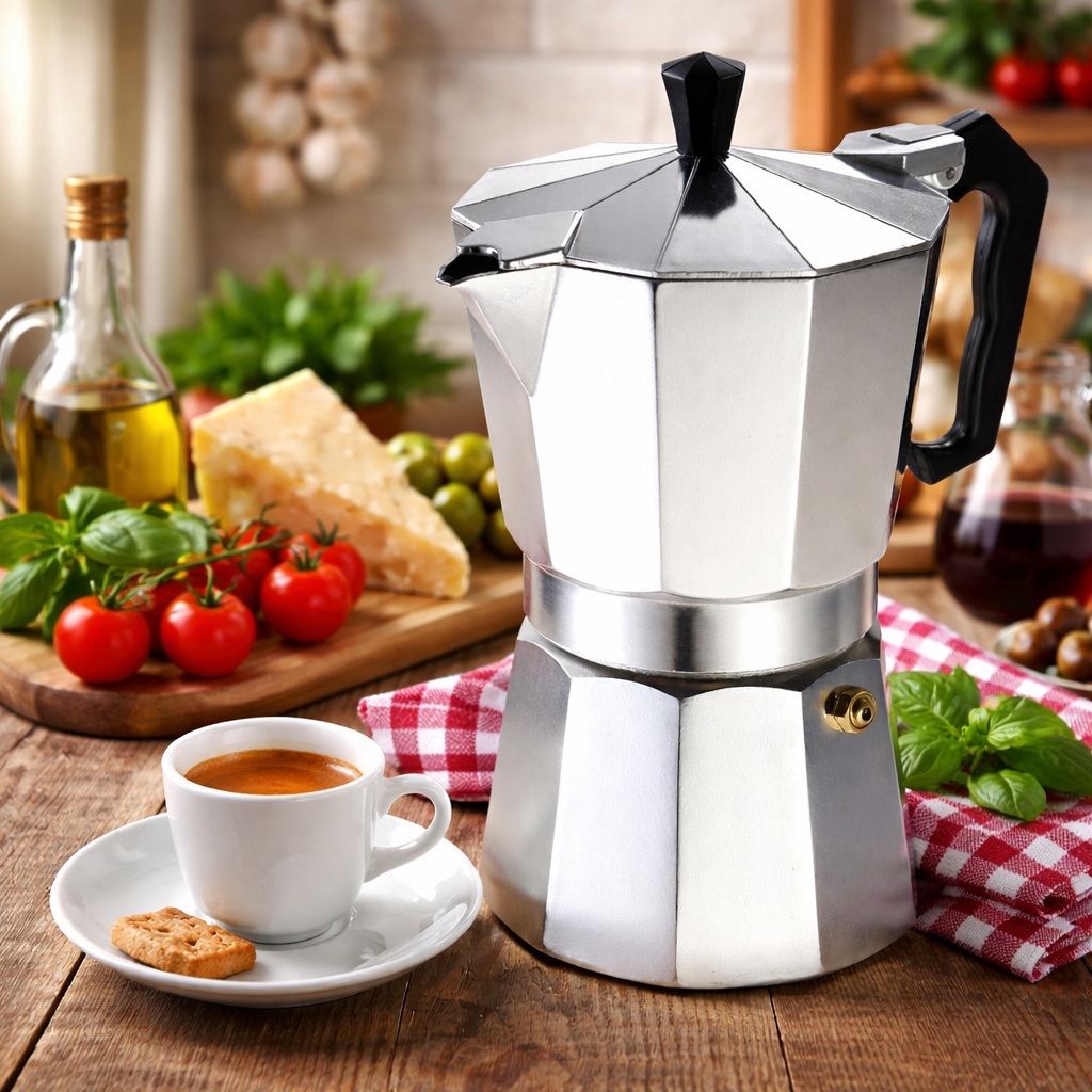 Imagem Cafeteira Italiana Moka Gourmet Serve 9 Xícaras Expresso Aço Inox Premium 450ml