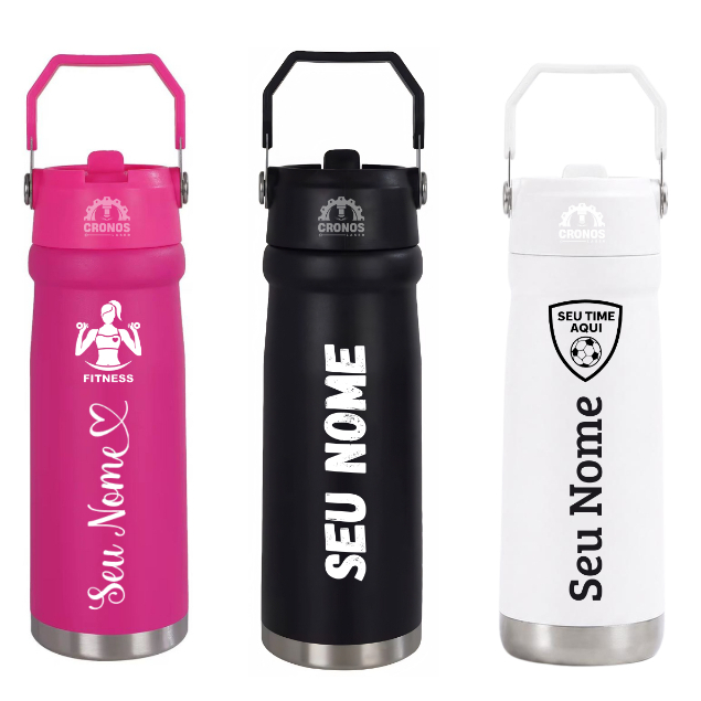 Garrafa Térmica Inox 650ml Personalizada com Nome Time Desenho