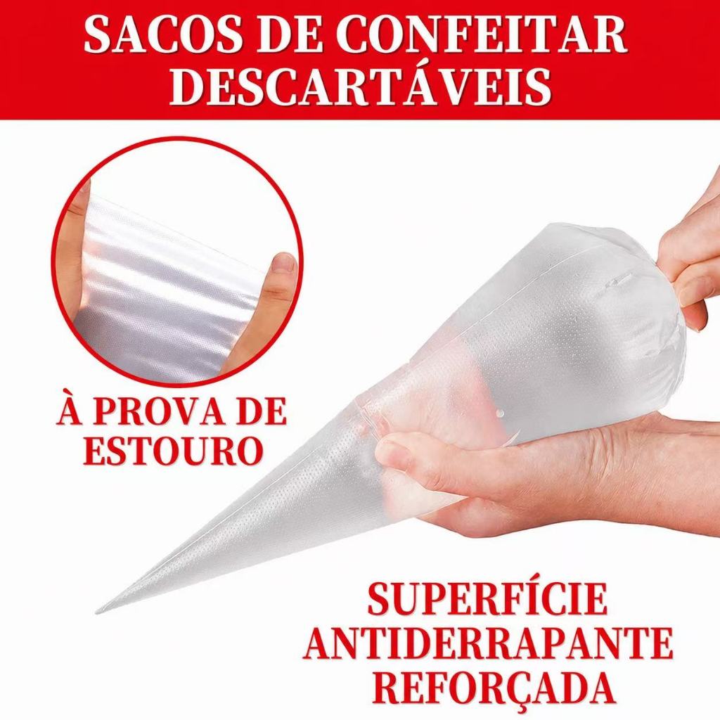 Saco De Confeitar Médio 100 Unidades Bolo Tortas Doces Cupcake Cozinha Confeitaria