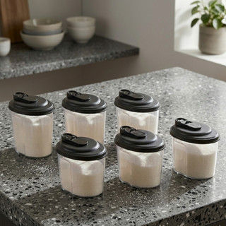 Kit 6 Farinheiras Açucareiro 700ml Pote Plástico BPA FREE Tampa Bico Dosador Achocolatado Grãos