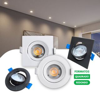 kit 3-5 Luminária Led Spot 5w 7w10w Redondo Quadrado Embutir Branco Frio Quente - Gesso ALTO