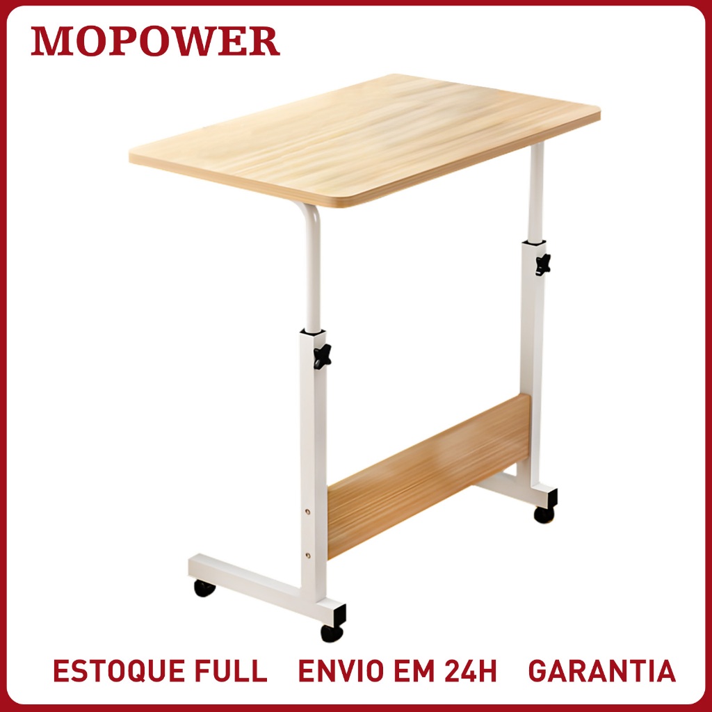 Mesa Notebook Home Office Lateral Cama Sofá Escrivaninha Portátil Ajustável Rodízios Apoio Estudo