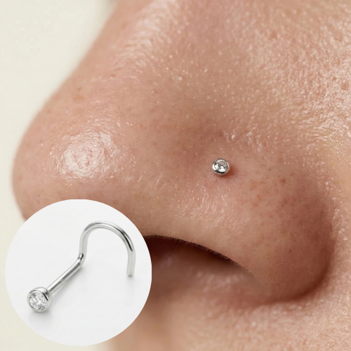 PIERCING NARIZ NOSTRIL PONTO DE LUZ ZIRCONIA - PRATA 925 LEGITIMA - ANTIALERGICO