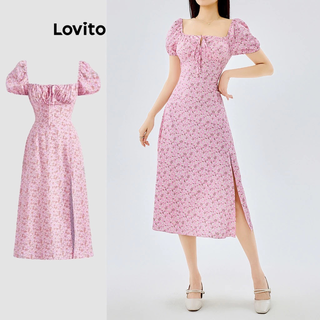 Lovito Vestido Feminino Romântico Estampa Floral DRB117AD073