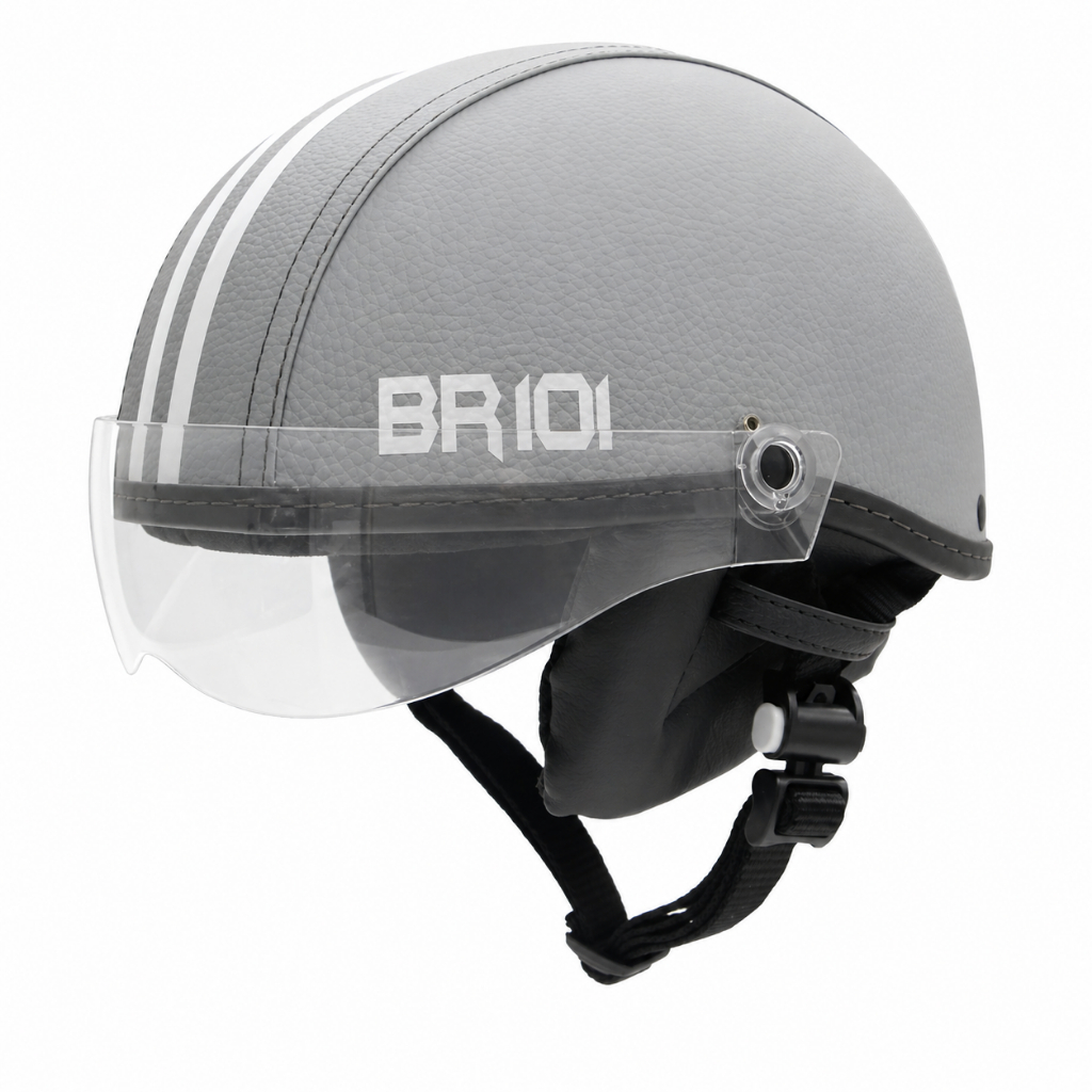Capacete Coquinho Scooter Bike Moto Elétrica Br101 Vision Cristal Cinza