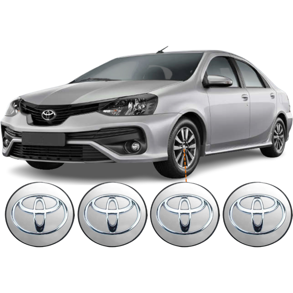 Kit 4 Calota Tampa Miolo Roda 55mm Toyota Corolla Etios Yaris Encaixe Perfeito