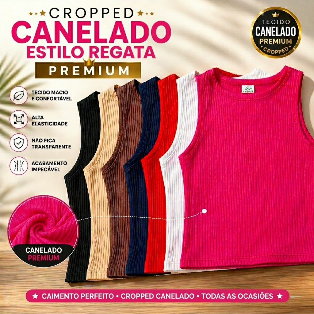 Kit 3 Cropped Feminino Canelada Regata Feminina Camiseta Básica Feminina Crooped Regatinha Cropet canelado básico