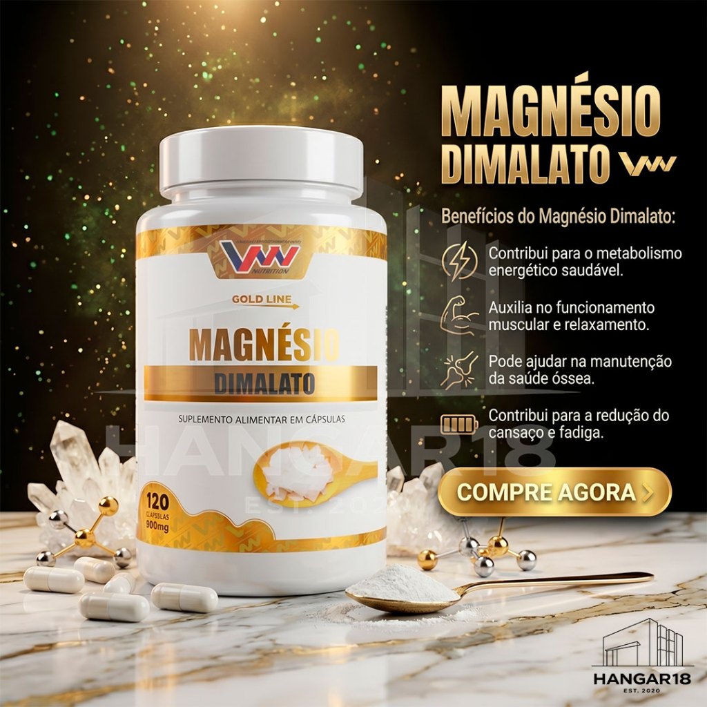 Magnésio Dimalato 500mg | 120 Cápsulas | 100% PURO | Alta Absorção | O MAIS VENDIDO | HGR