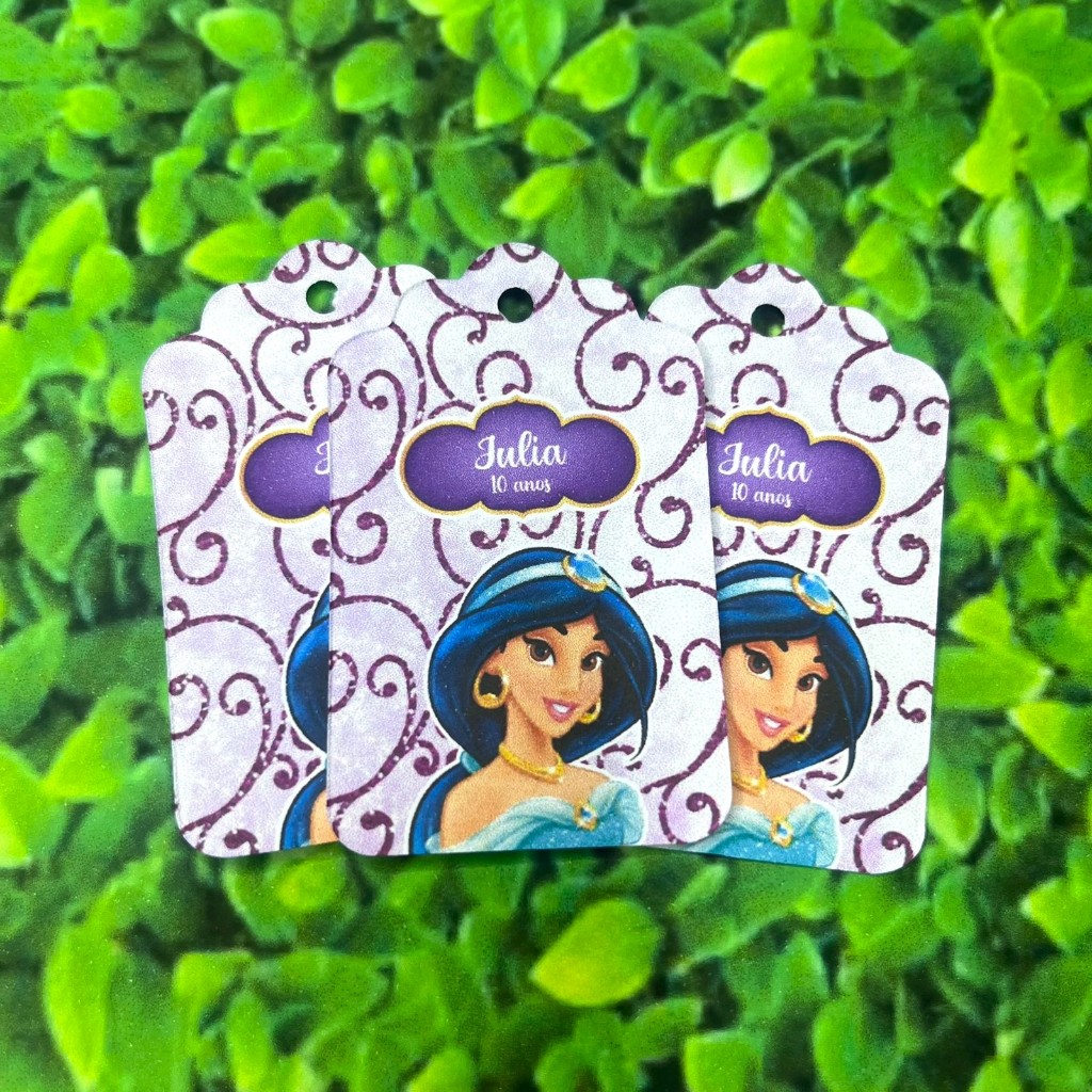 Tags Personalizadas para Festas PRINCESA JASMINE ALADDIN | Lembrancinha | Etiqueta | Decoração