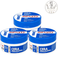 3x Pomada Cera Finalizadora Infinity For Men 80g - Efeito Brilho, Antifrizz, Redutor de Volume Fox