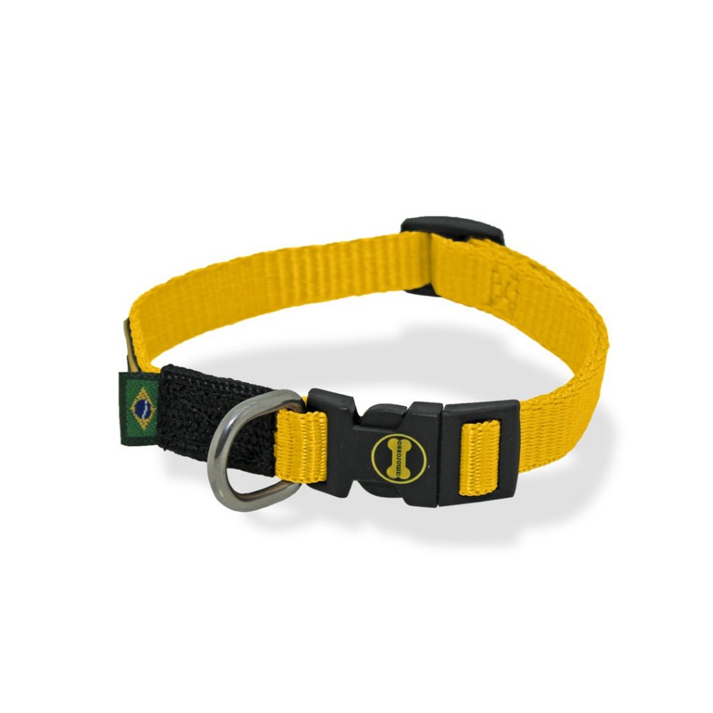 Coleira Cor Amarela P/ Cachorro Pequeno Porte Variações Pug Poodle Toy Amorosso Resistente Durável
