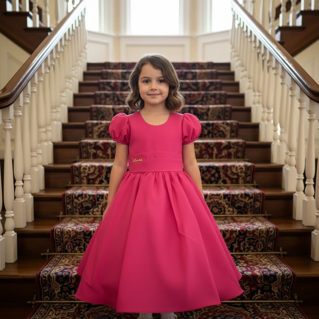 Vestido Godê Liso Rosa Pink