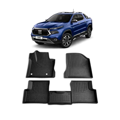 Tapete Bandeja Fiat Toro (2016 a 2026) – Kit com 3 Peças em TPE Flexível