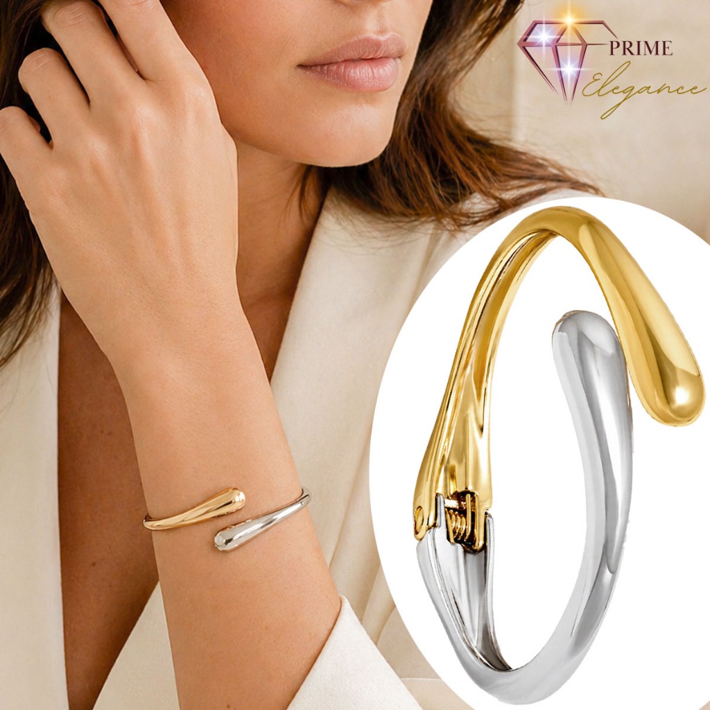 Bracelete Feminino Luxo Bicolor Dourado e Prata Elegante Ajustável Premium | Modelos Exclusivos