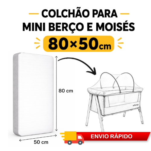 Colchão 80x50 cm Para Mini Berço e Moisés Kiddo 8203 | Colin Galzerano Hipoalergênico | Espuma Firme, Macia, Confortável