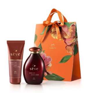 Kit Natura Seve Amêndoas Canela 200ml + sabonete Líquido 100ml + sacola de presente