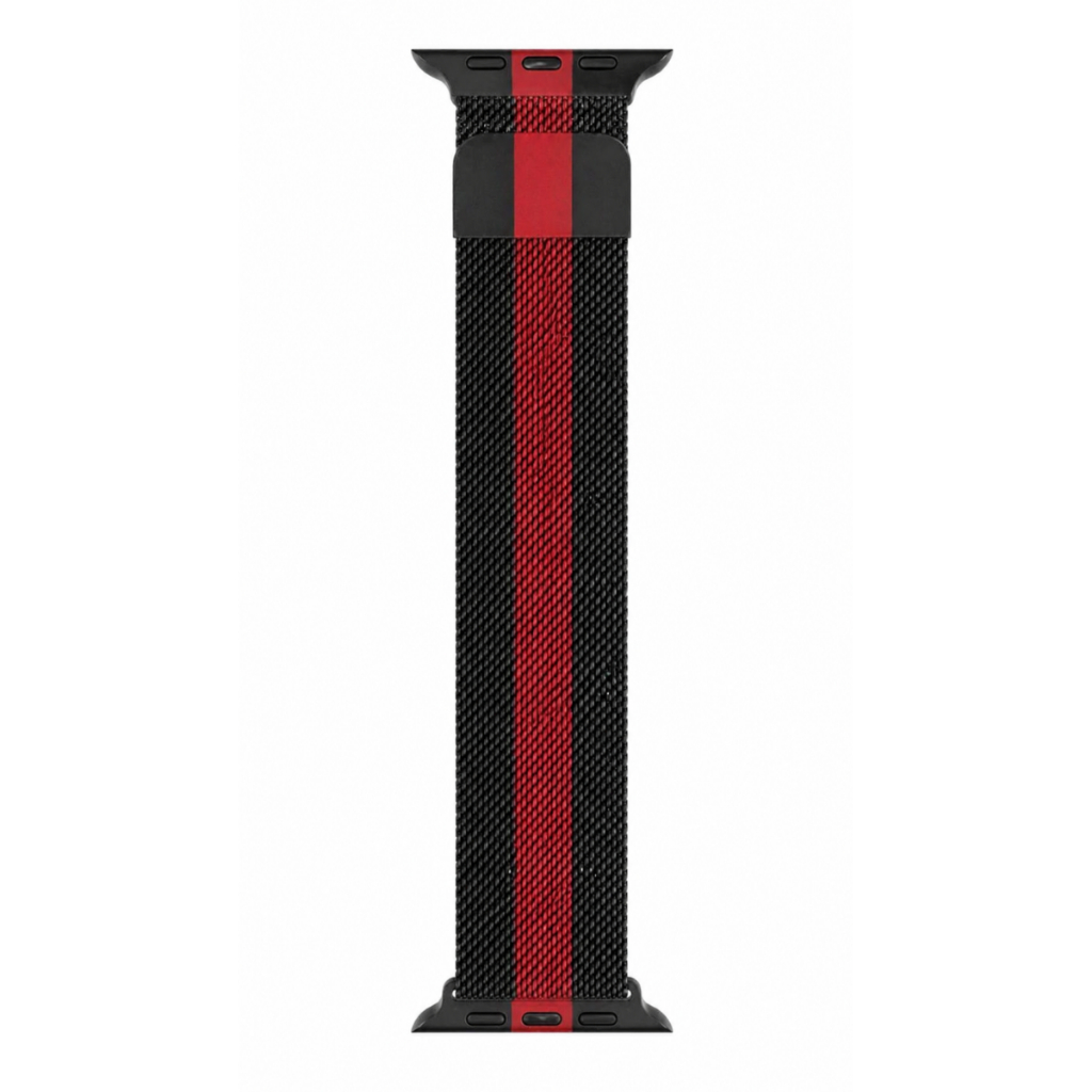 Pulseira Metal Aço Para Smart Watch 42mm Preto E Vermelho