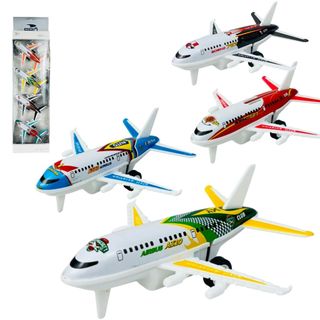 Kit 4 Avião A380 Comercial De Fricção E Ferro Com Movimento Por Fricção Fácil De Usar