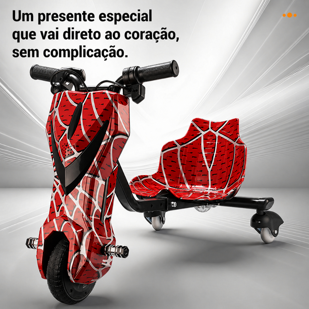 Triciclo Drift Elétrico 6.5 Bluetooth LED 300W Infantil Até 90kg Hoverboard Kart com Assento
