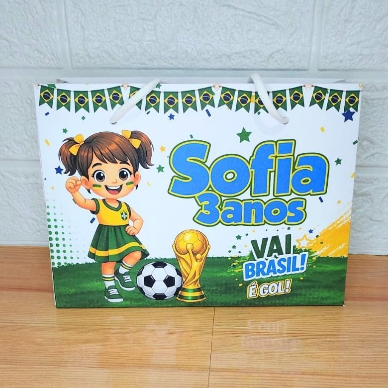 Sacolinha Desmontada Brasil Futebol Personalizada – Lembrancinha Festa Infantil