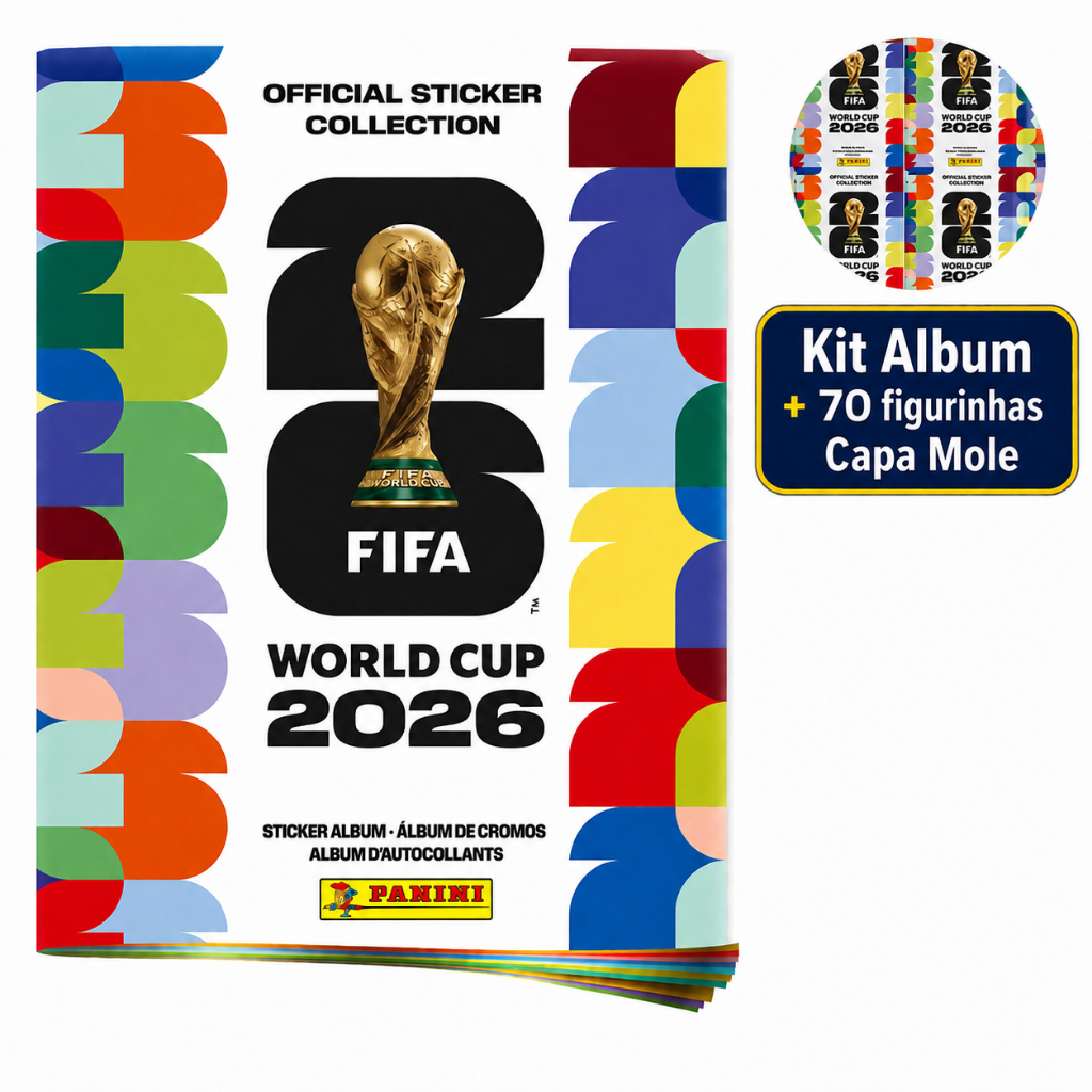 Kit Exclusivo Álbum Oficial Copa do Mundo 2026 + 70 Figurinhas - Capa Mole - ENVIO IMEDIATO