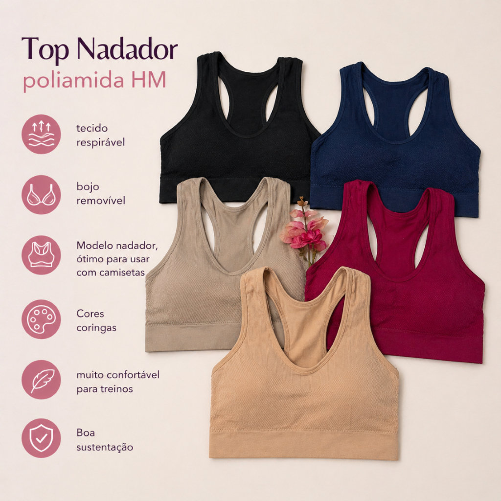 Top Academia Nadador Fitness Poliamida Importada Sustentação Academia Regata Treino Roupas Femininas