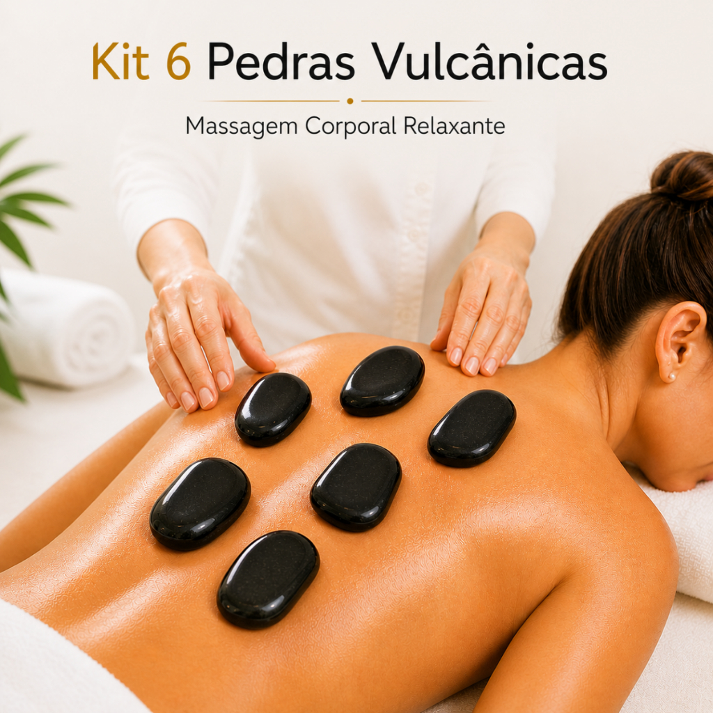 Kit 6 Pedras Quentes Vulcanicas para Massagem Corporal Relaxante