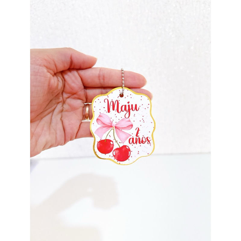 Tag Apliques Personalizados Cereja 3D para Lembrancinha | Cerejinha | Etiqueta Festa Infantil | Qualquer Tema