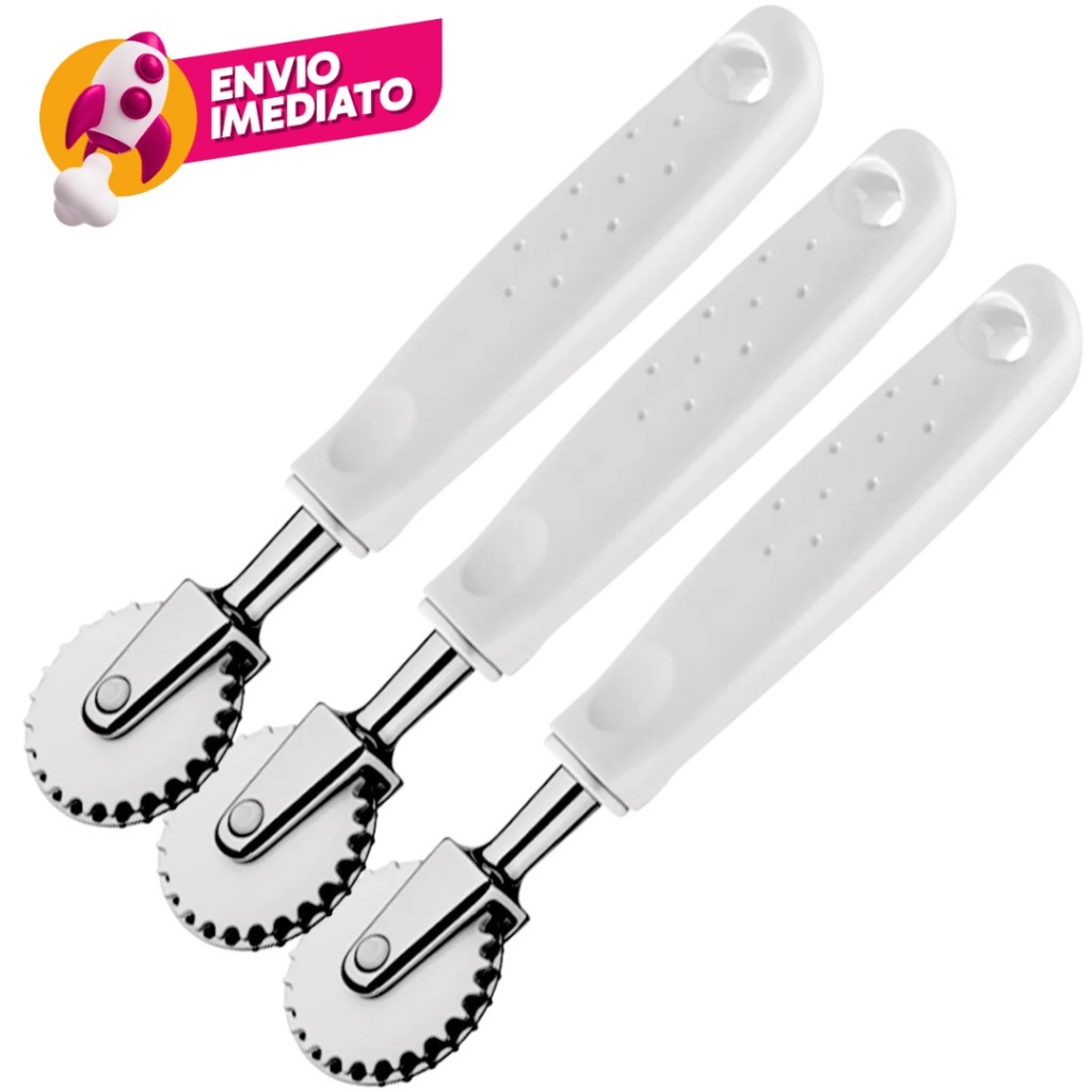 Cortador Massa Pastel Pizza Utensílio Cozinha Confeitaria Carretilha Corta E Fecha Em Inox