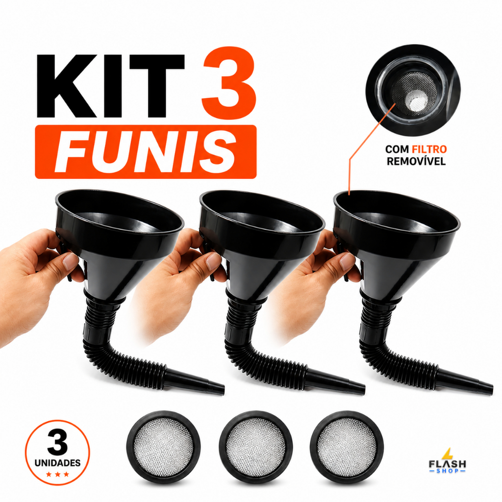 Kit Funil Troca Óleo Moto Com Filtro Sanfonado 1 a 5 Unds Plástico Diesel Gasolina