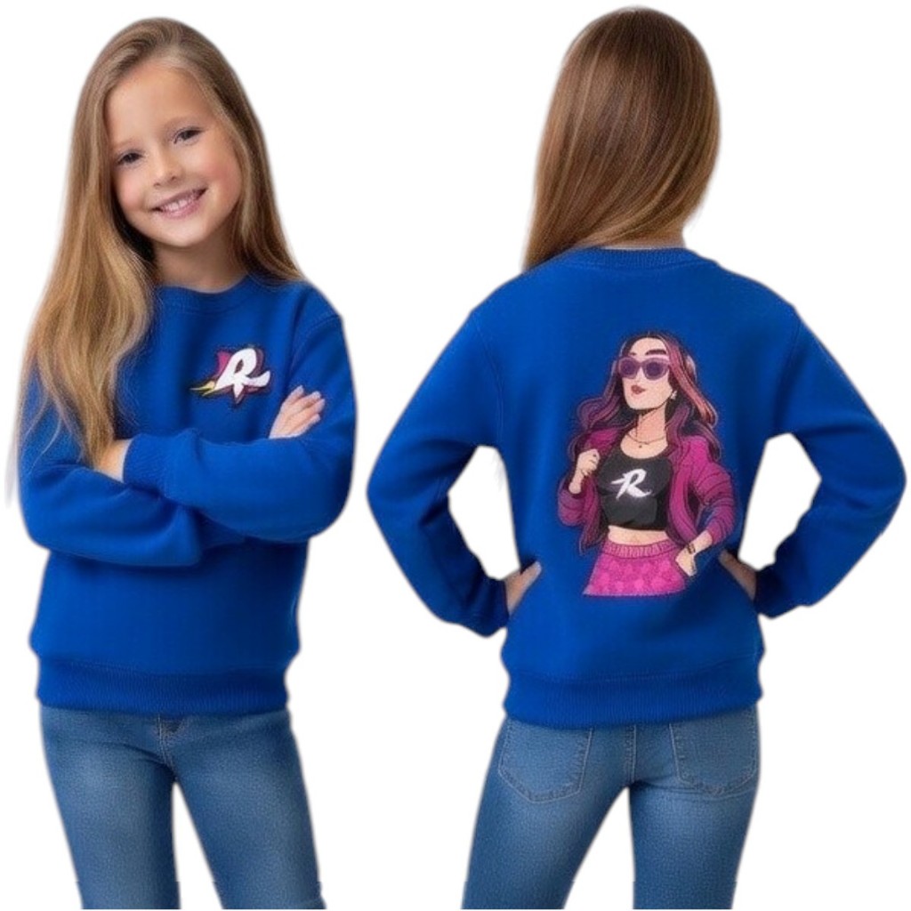 Moletom Blusa De Frio Casaco Suéter Infantil Emilly Vick Youtuber Dos Rosas Tam. 2 4 6 8 10 12 14