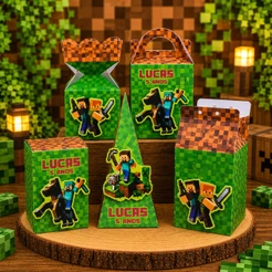 Kit Mine craft Personalizados Lembrancinhas Caixinhas Festa Aniversario Decoracao Festa Infantil