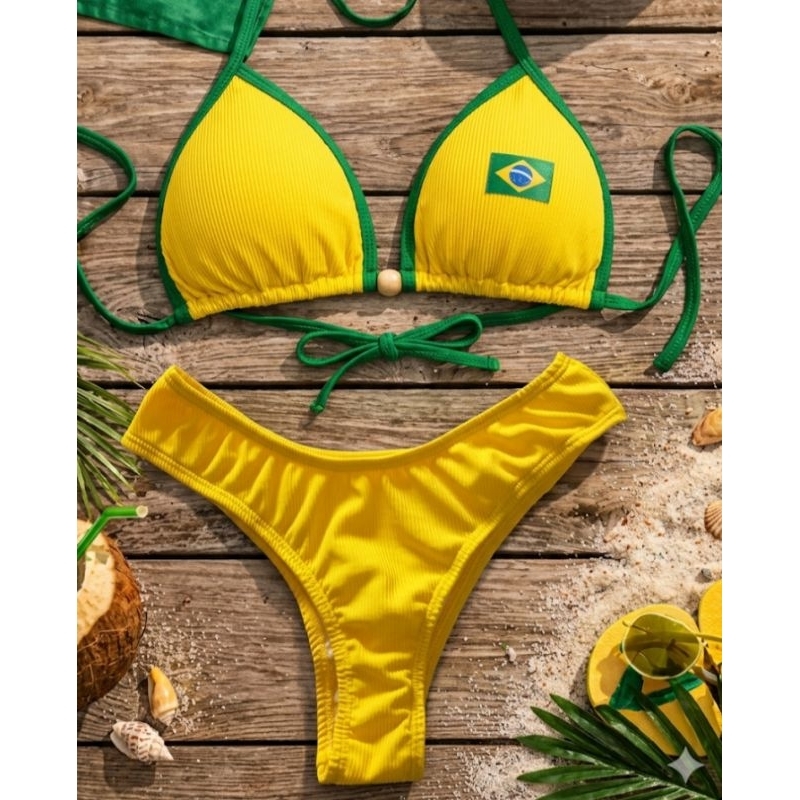 Biquíni Tanga Asa Delta Copa 2026 Feminino Com Forro Lançamento Verão Amarelo Verde Azul Branco Moda Praia