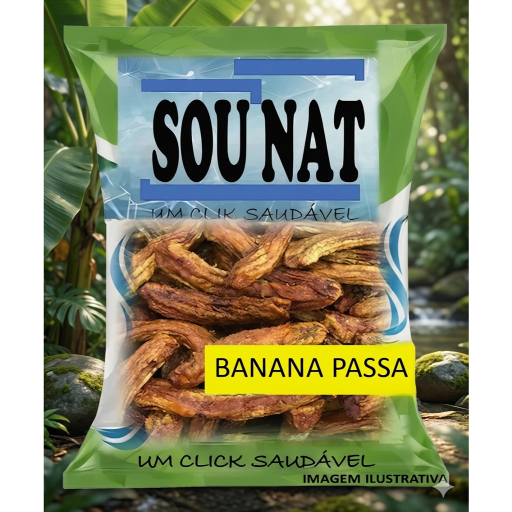 Banana Passa Sou Nat 500g ou 1kg  Doce Natural Sem Açúcar