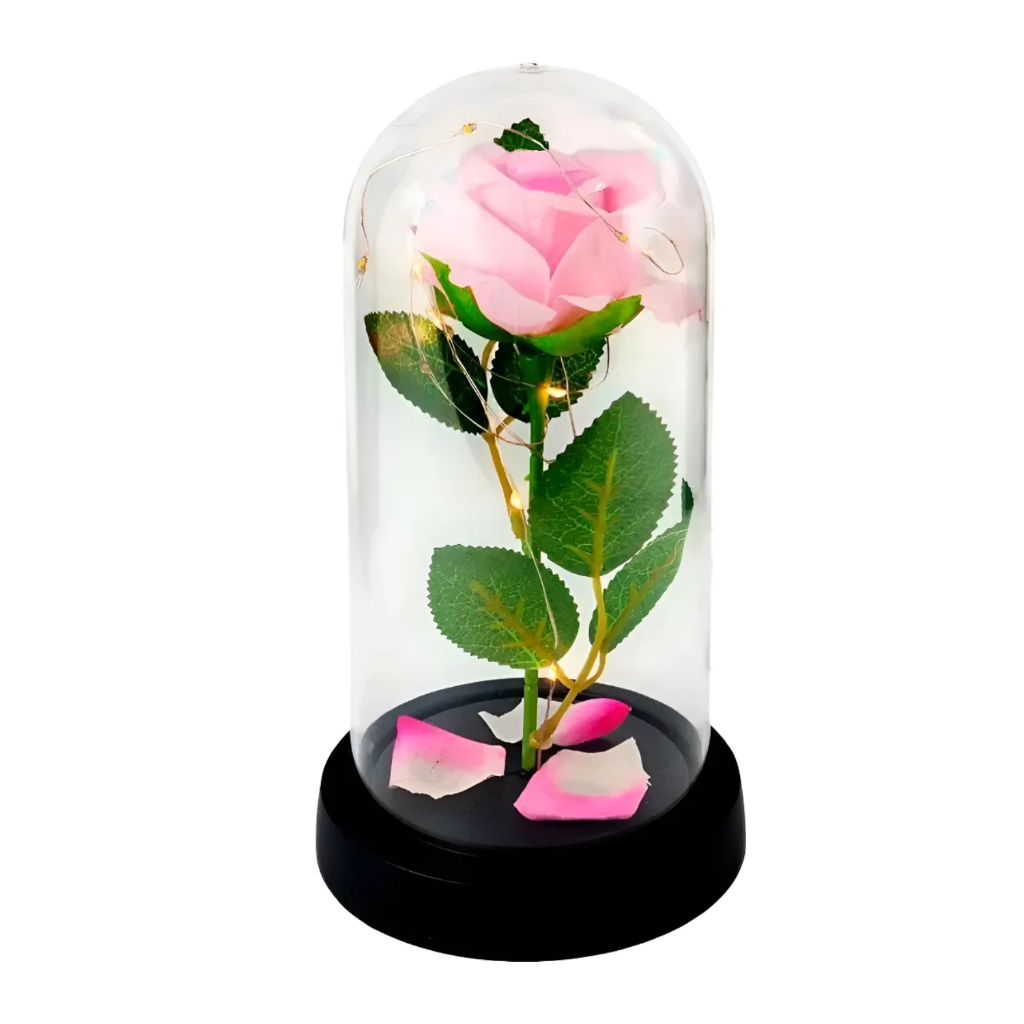 Rosa Eterna na Cúpula c LED Decoração Elegante Romântica Mãe Sala Mesa Presente  Lembrança