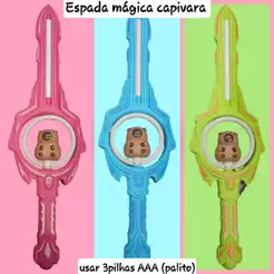 Espada de Brinquedo capivara e dinossauro Infantil Com Luzes LED Música e Giro 360° Colorida