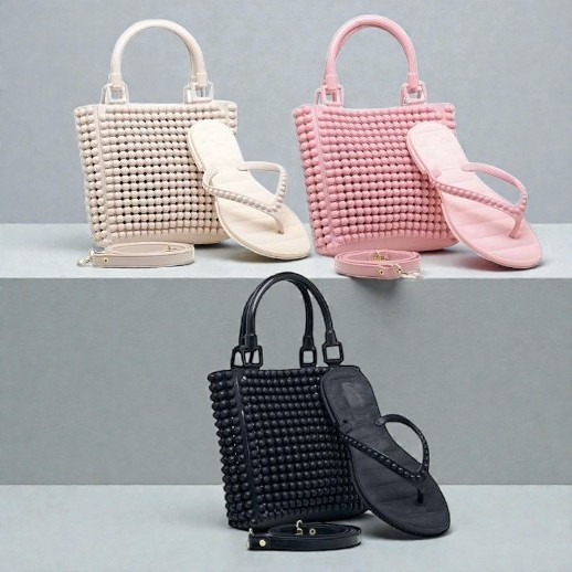 Conjunto de Praia – Sandália + Bolsa PVC Cristal | Material de Alta Qualidade | Achadinhos da Lua