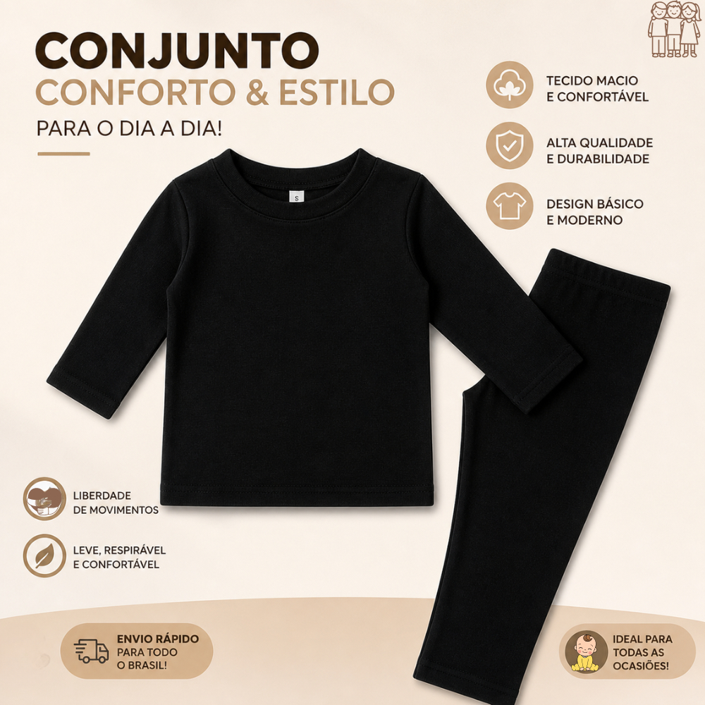 Conjunto Térmico Bebê 0 a 2 Anos ? Roupa Segunda Pele Quentinha Inverno | Blusa e Calça Tecido Macio
