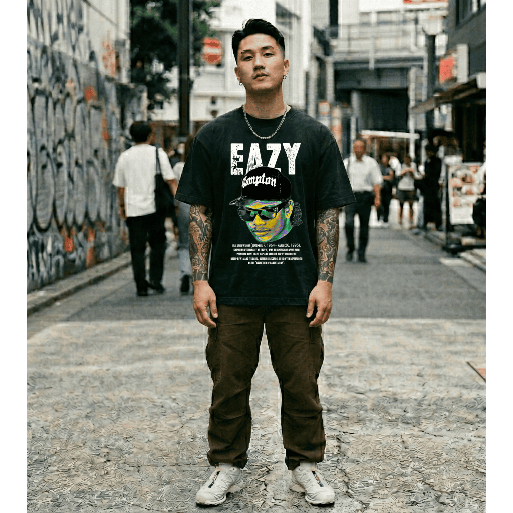 Camiseta Streetwear Eazy-E Compton N.W.A Estampa de Recorte Importada DTF Eazy-E Rapper americano