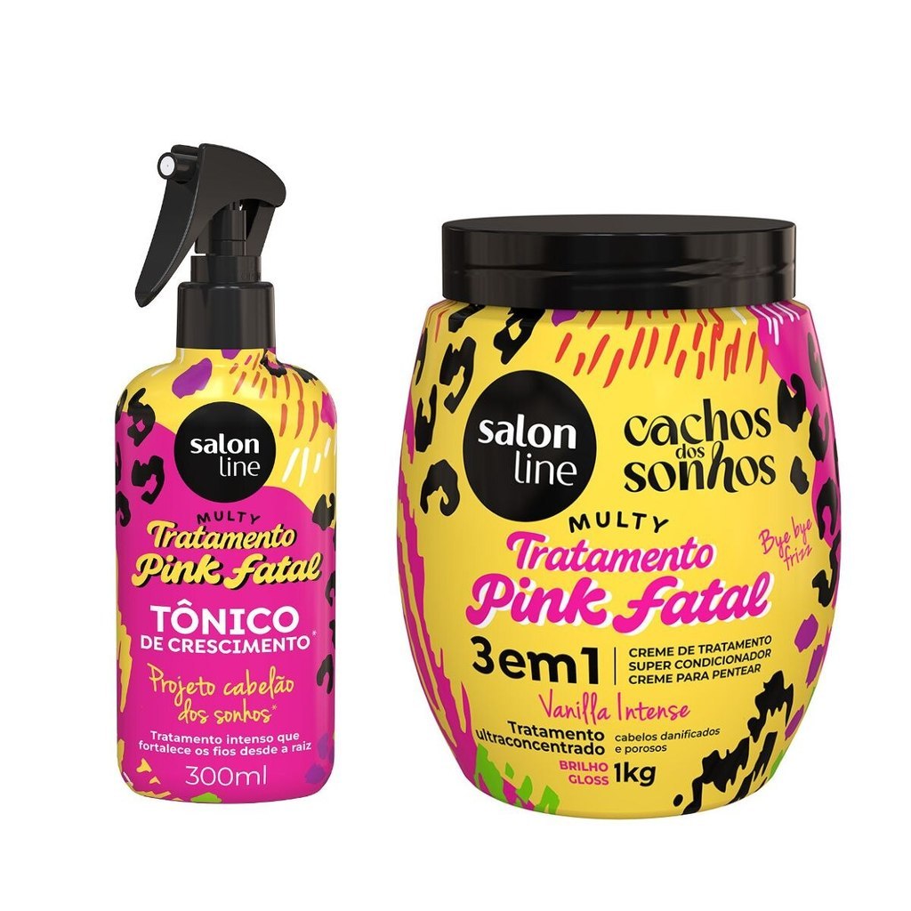 Kit Cachos dos Sonhos Multy Pink Fatal com Creme para Pentear e Tônico Capilar