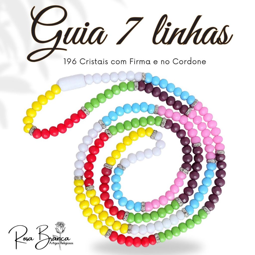 Guia Fio De Contas 7 Linhas Com 65cm De Cristal Com Firma