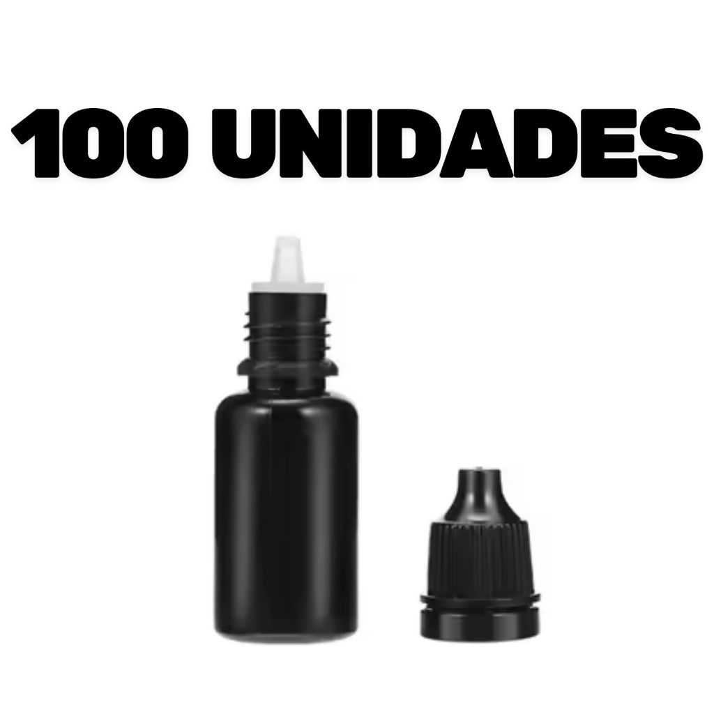 100 Frasco PREMIUM Plástico Conta Gotas 10ml Tampa P/Óleo Essencial Tintas Essências