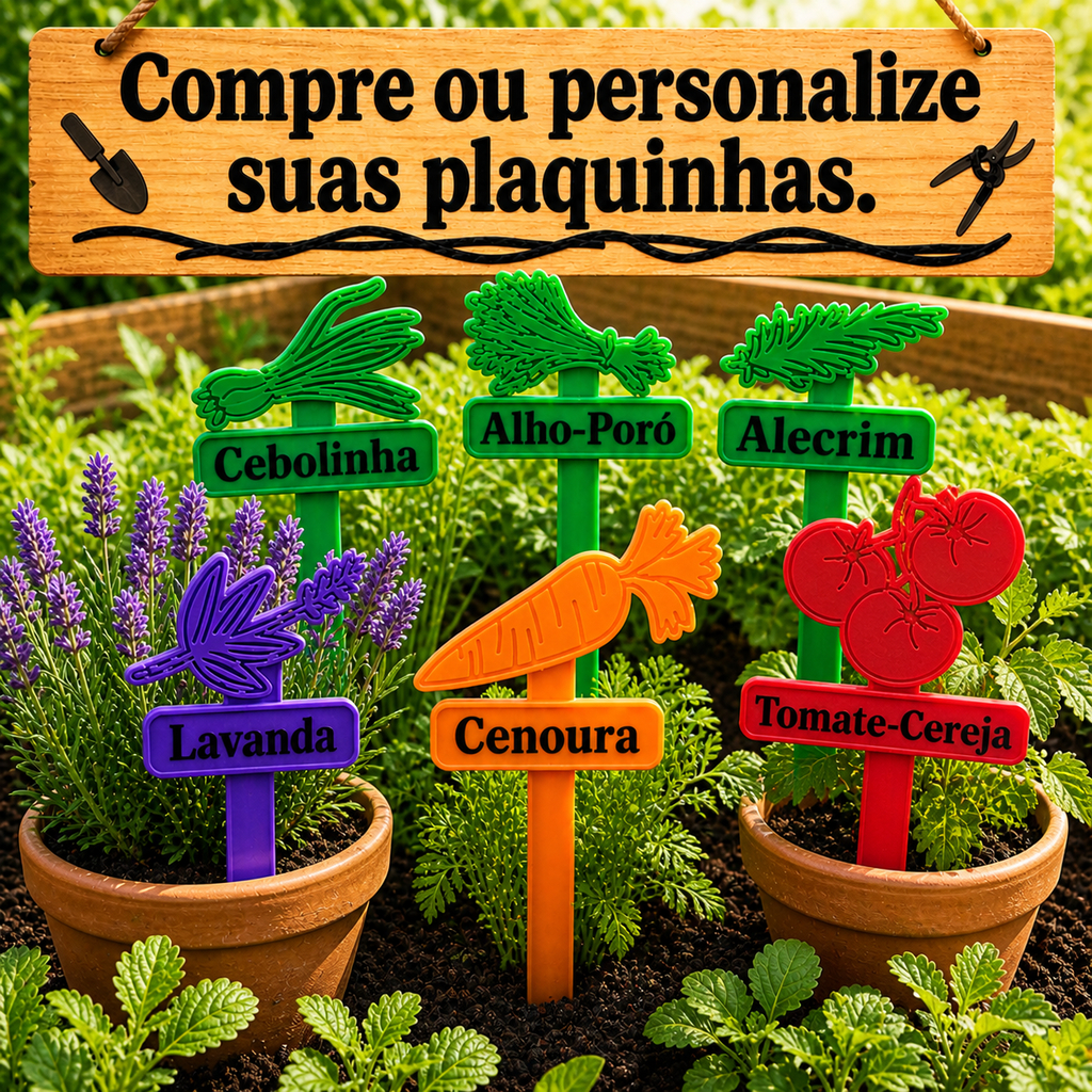 Placa Para Horta Jardim Vaso 18cm Etiquetas Identificadoras Plantas Marcador Temperos Sementes Decor