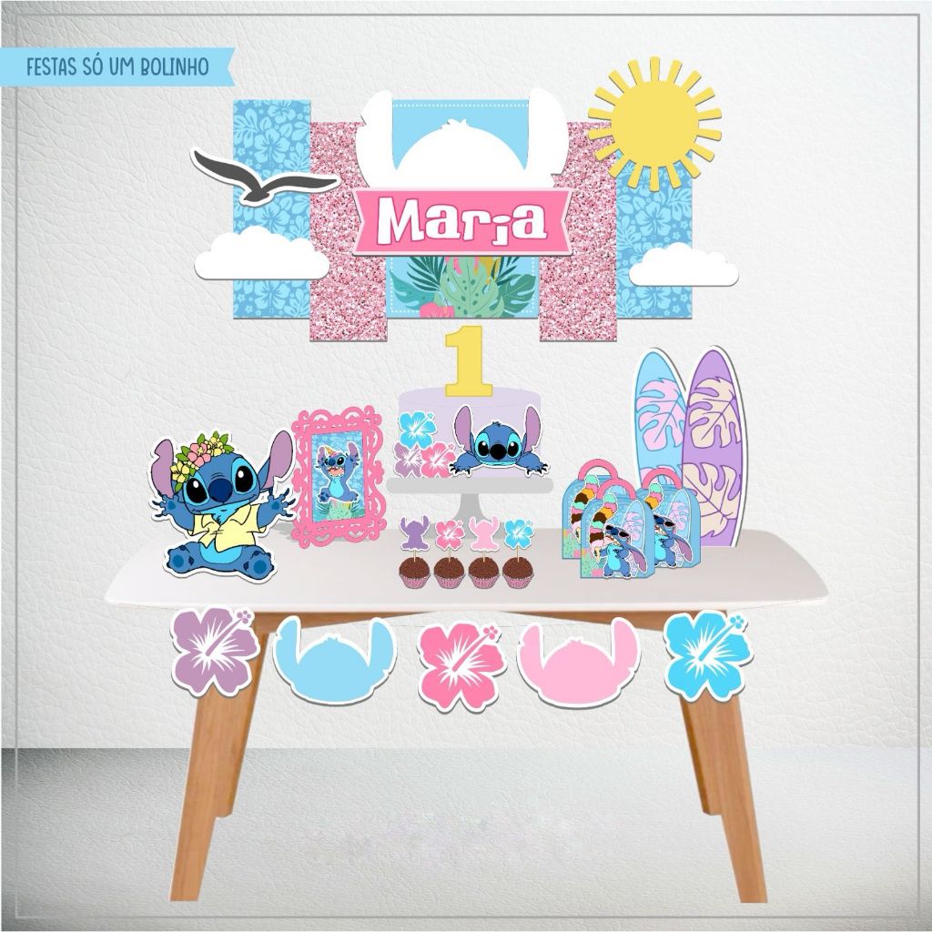 Kit Festa Stitch Personalizado Só um Bolinho Mesversário Aniversário Lembrancinha Casa Escola