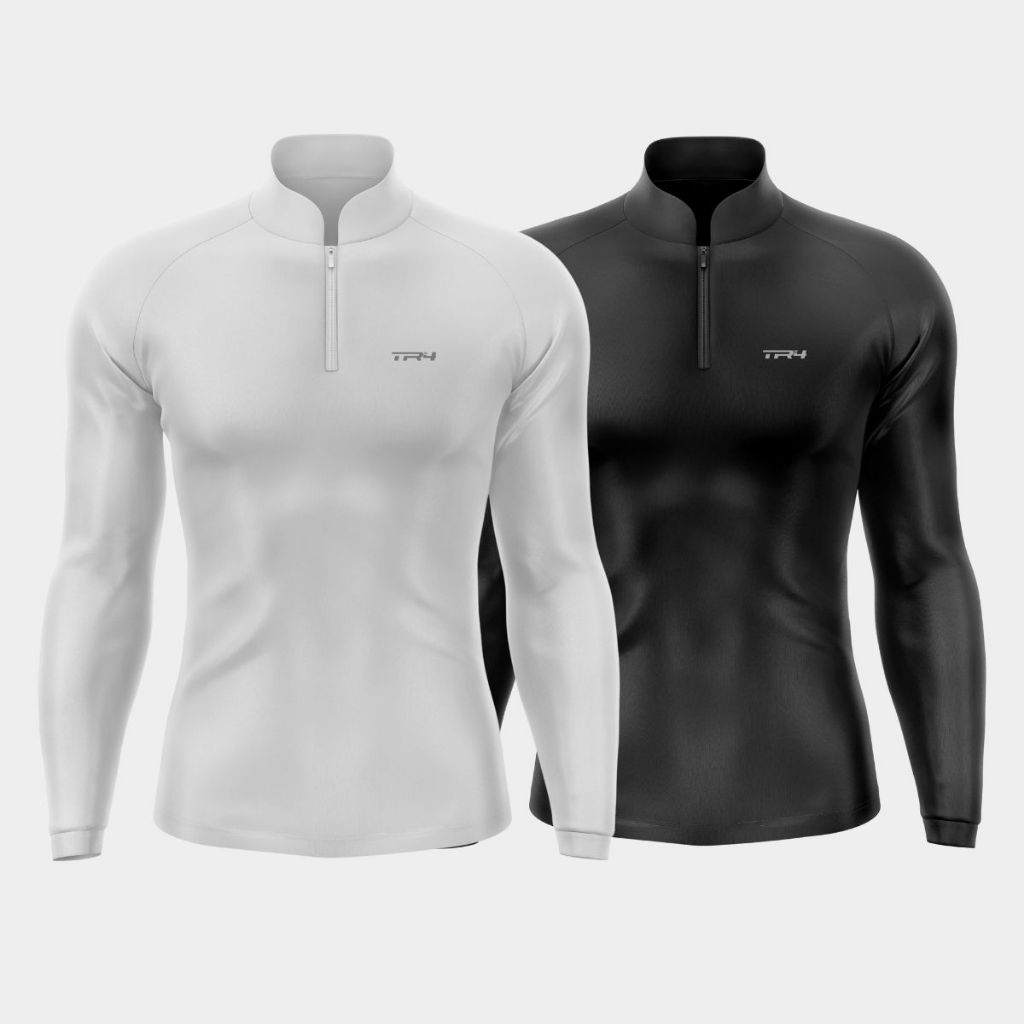 Kit 2 Camisas Masculina Agro Pesca Casual Motoboy Zíper Manga Longa Proteção UV