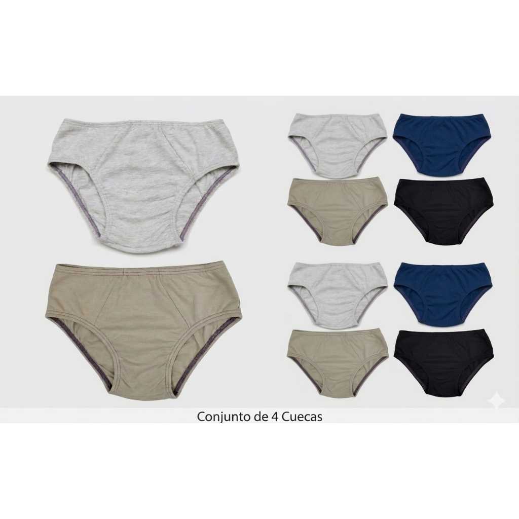 Kit 6  Cuecas Infantil Menino 100% Algodão Slip Confortável Cores Sortidas