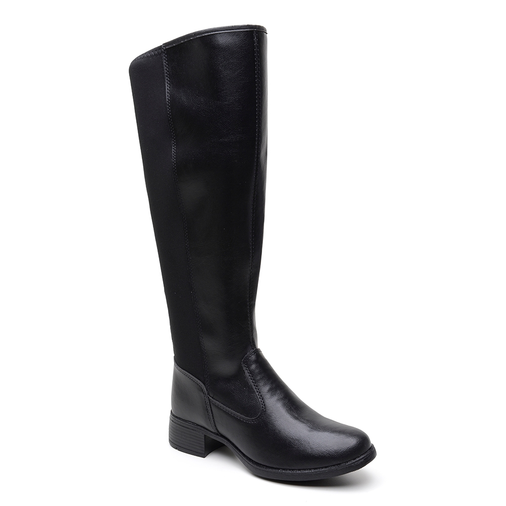 Bota Feminina Montaria Over Cano Alto Até O Joelho Com Elástico Zíper Lateral Para Pernas Grossas Confortável Estilosa